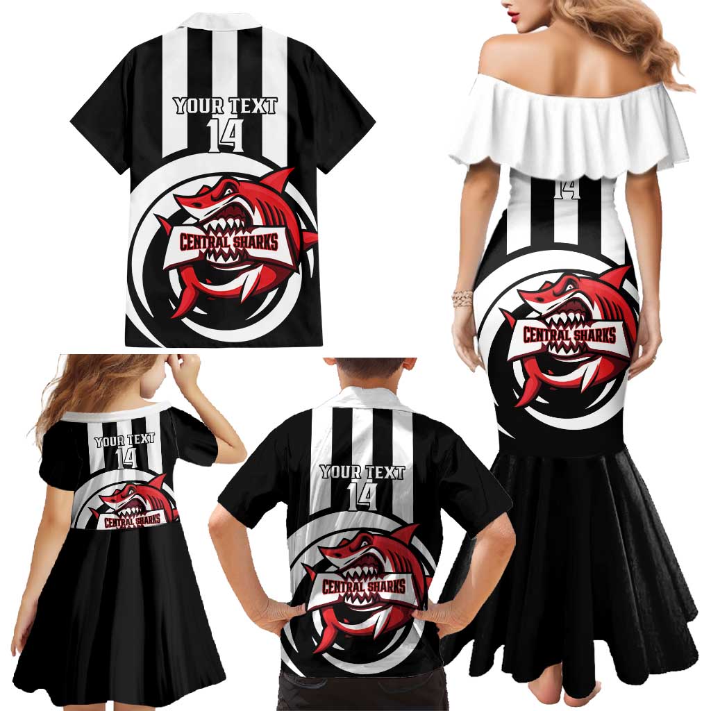 Central Trinidad and Tobago Football Custom Family Matching Mermaid Dress and Hawaiian Shirt Come On Sharks Est 2012 - Wonder Print Shop