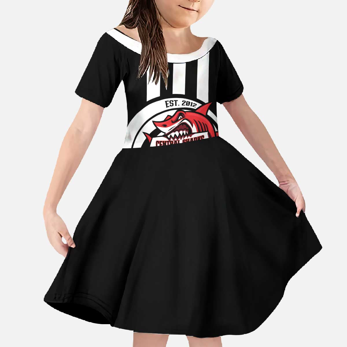 Central Trinidad and Tobago Football Custom Family Matching Off The Shoulder Long Sleeve Dress and Hawaiian Shirt Come On Sharks Est 2012 - Wonder Print Shop