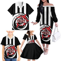 Central Trinidad and Tobago Football Custom Family Matching Off The Shoulder Long Sleeve Dress and Hawaiian Shirt Come On Sharks Est 2012 - Wonder Print Shop