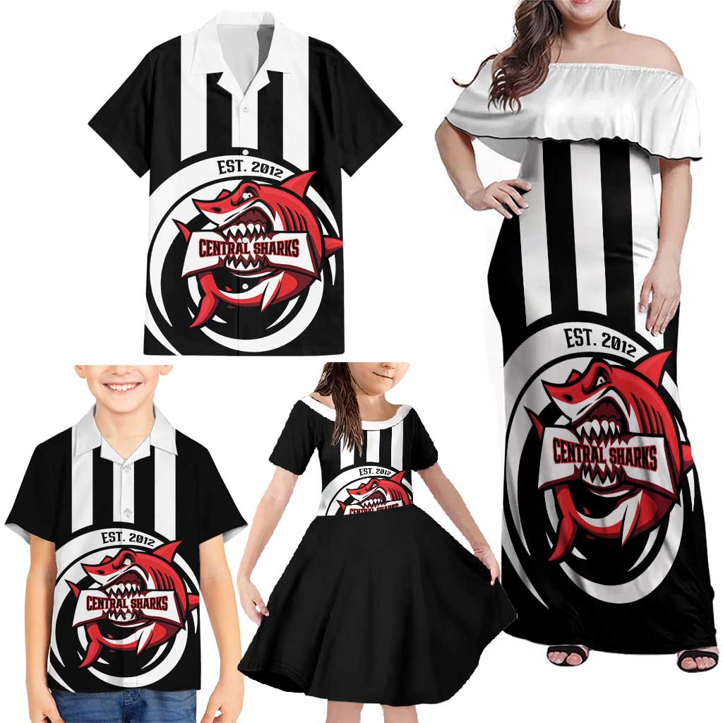 Central Trinidad and Tobago Football Custom Family Matching Off Shoulder Maxi Dress and Hawaiian Shirt Come On Sharks Est 2012 - Wonder Print Shop