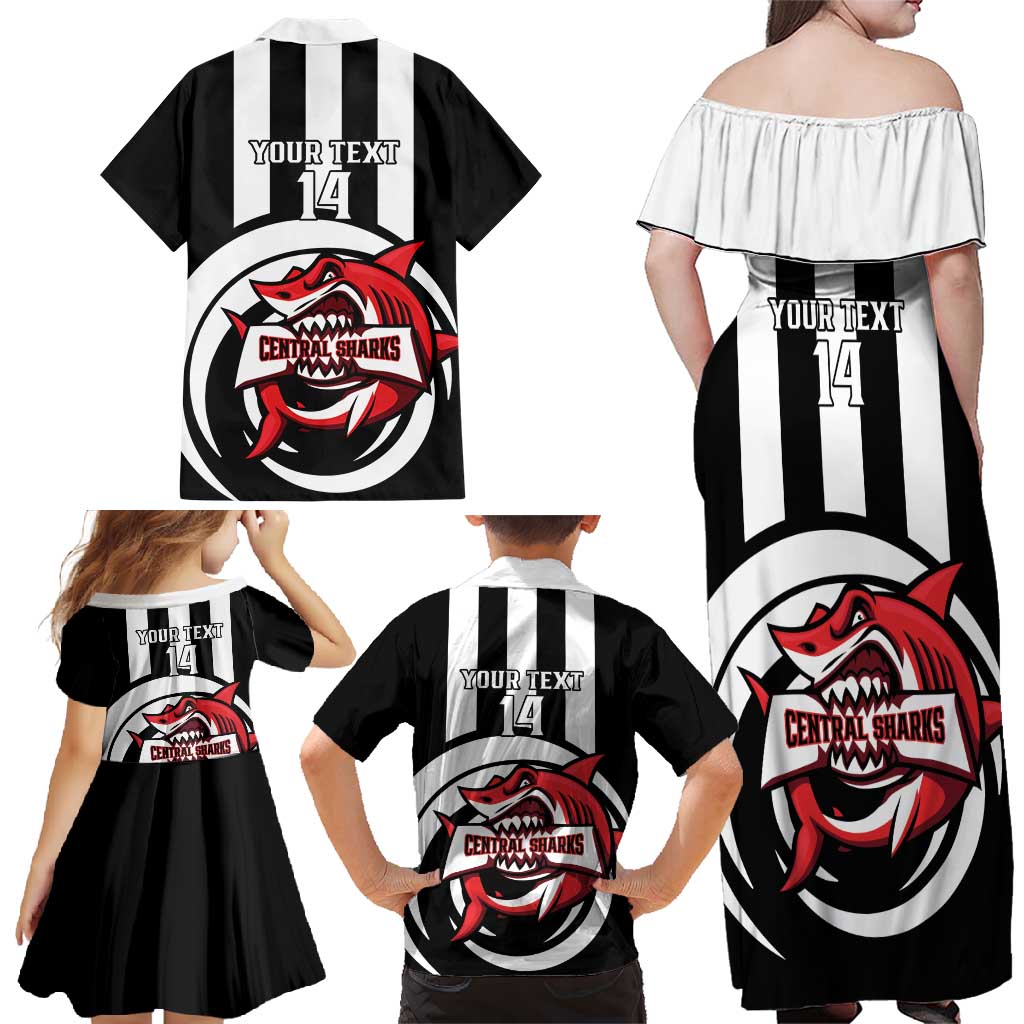 Central Trinidad and Tobago Football Custom Family Matching Off Shoulder Maxi Dress and Hawaiian Shirt Come On Sharks Est 2012 - Wonder Print Shop
