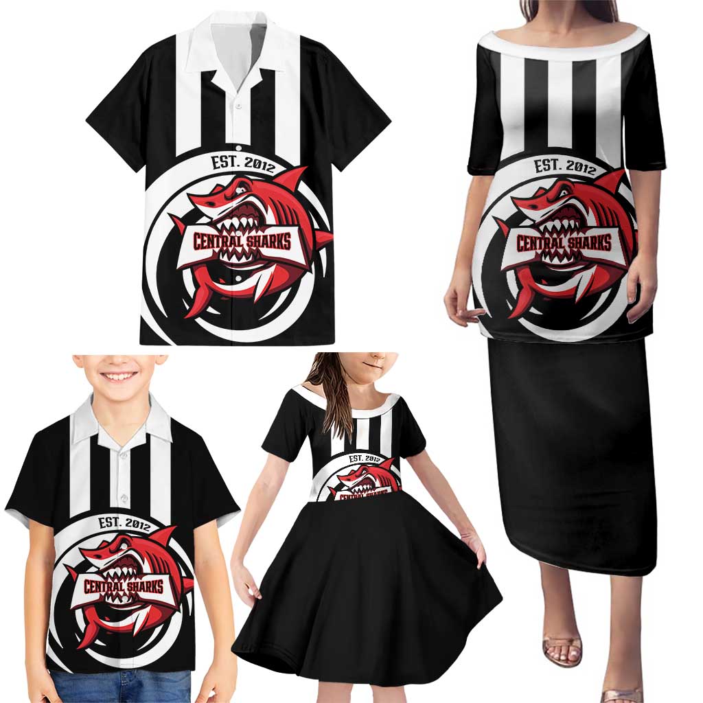 Central Trinidad and Tobago Football Custom Family Matching Puletasi and Hawaiian Shirt Come On Sharks Est 2012 - Wonder Print Shop
