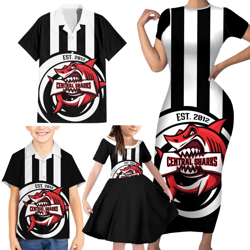 Central Trinidad and Tobago Football Custom Family Matching Short Sleeve Bodycon Dress and Hawaiian Shirt Come On Sharks Est 2012 - Wonder Print Shop