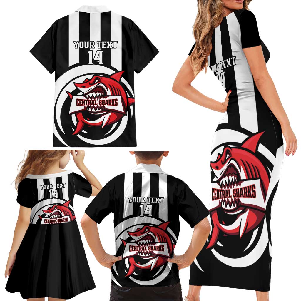 Central Trinidad and Tobago Football Custom Family Matching Short Sleeve Bodycon Dress and Hawaiian Shirt Come On Sharks Est 2012 - Wonder Print Shop