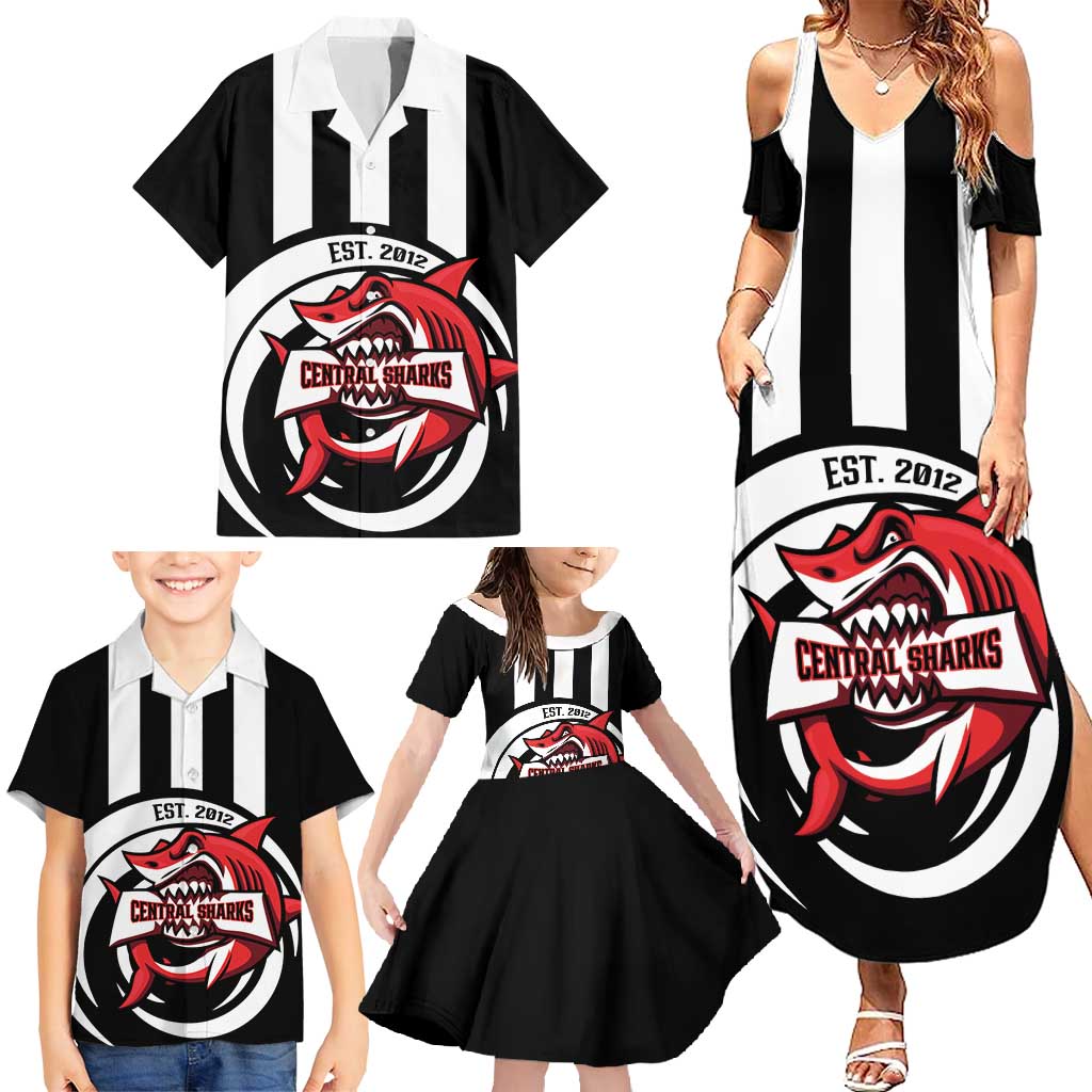 Central Trinidad and Tobago Football Custom Family Matching Summer Maxi Dress and Hawaiian Shirt Come On Sharks Est 2012 - Wonder Print Shop