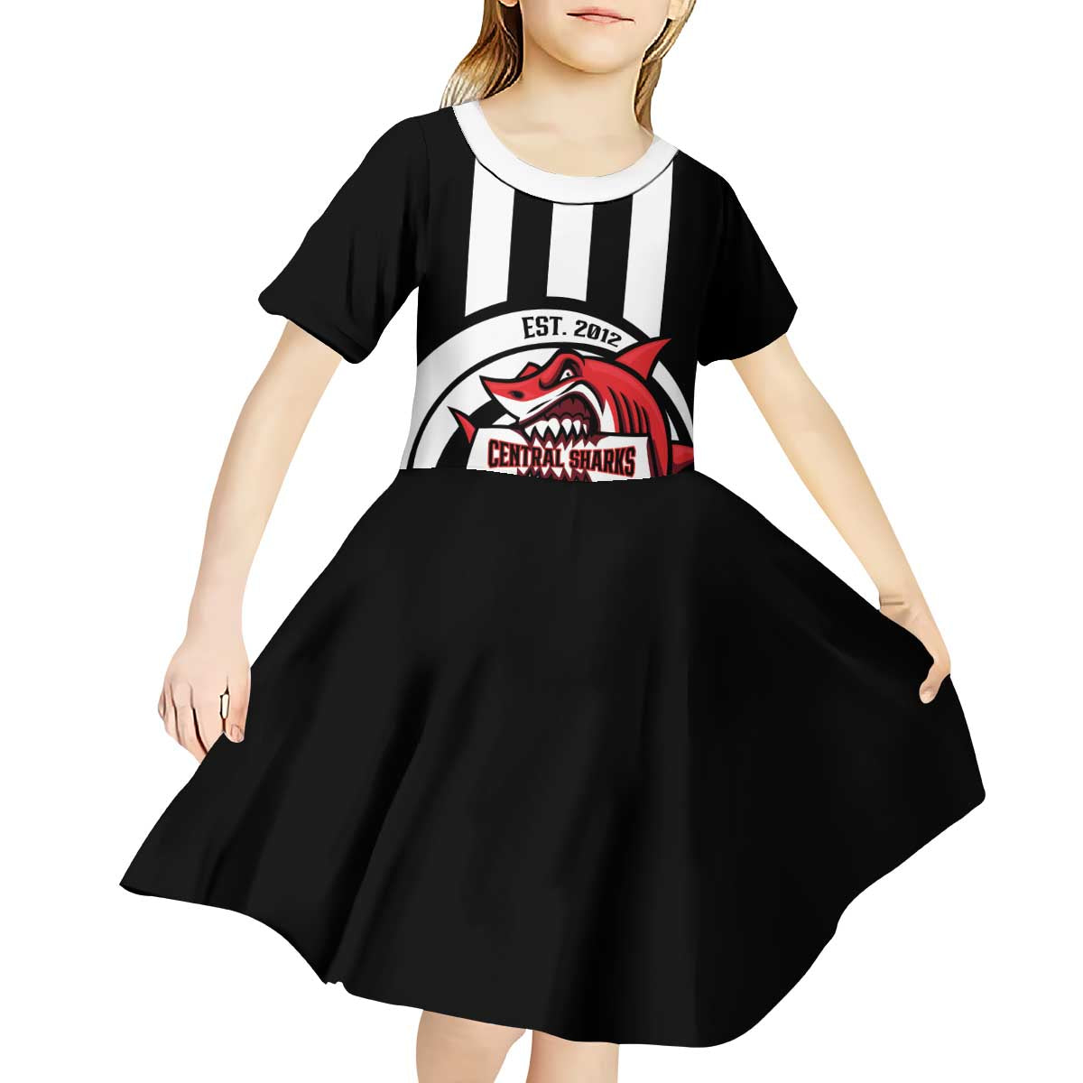 Central Trinidad and Tobago Football Custom Kid Short Sleeve Dress Come On Sharks Est 2012 - Wonder Print Shop