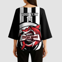 Central Trinidad and Tobago Football Custom Kimono Sleeve Blouse Come On Sharks Est 2012 - Wonder Print Shop