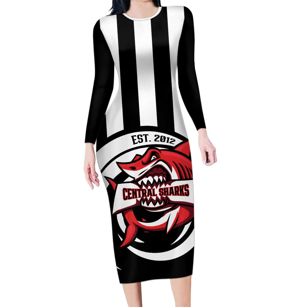 Central Trinidad and Tobago Football Custom Long Sleeve Bodycon Dress Come On Sharks Est 2012 - Wonder Print Shop