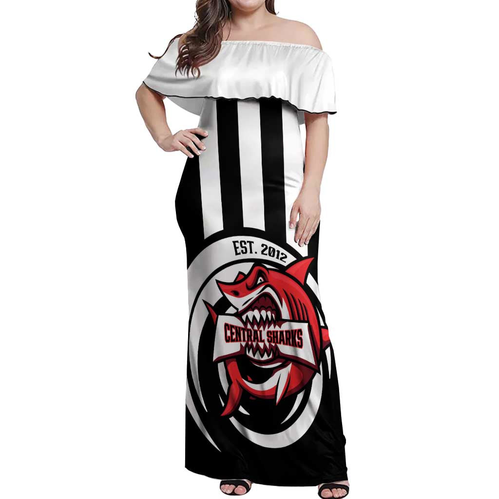 Central Trinidad and Tobago Football Custom Off Shoulder Maxi Dress Come On Sharks Est 2012 - Wonder Print Shop