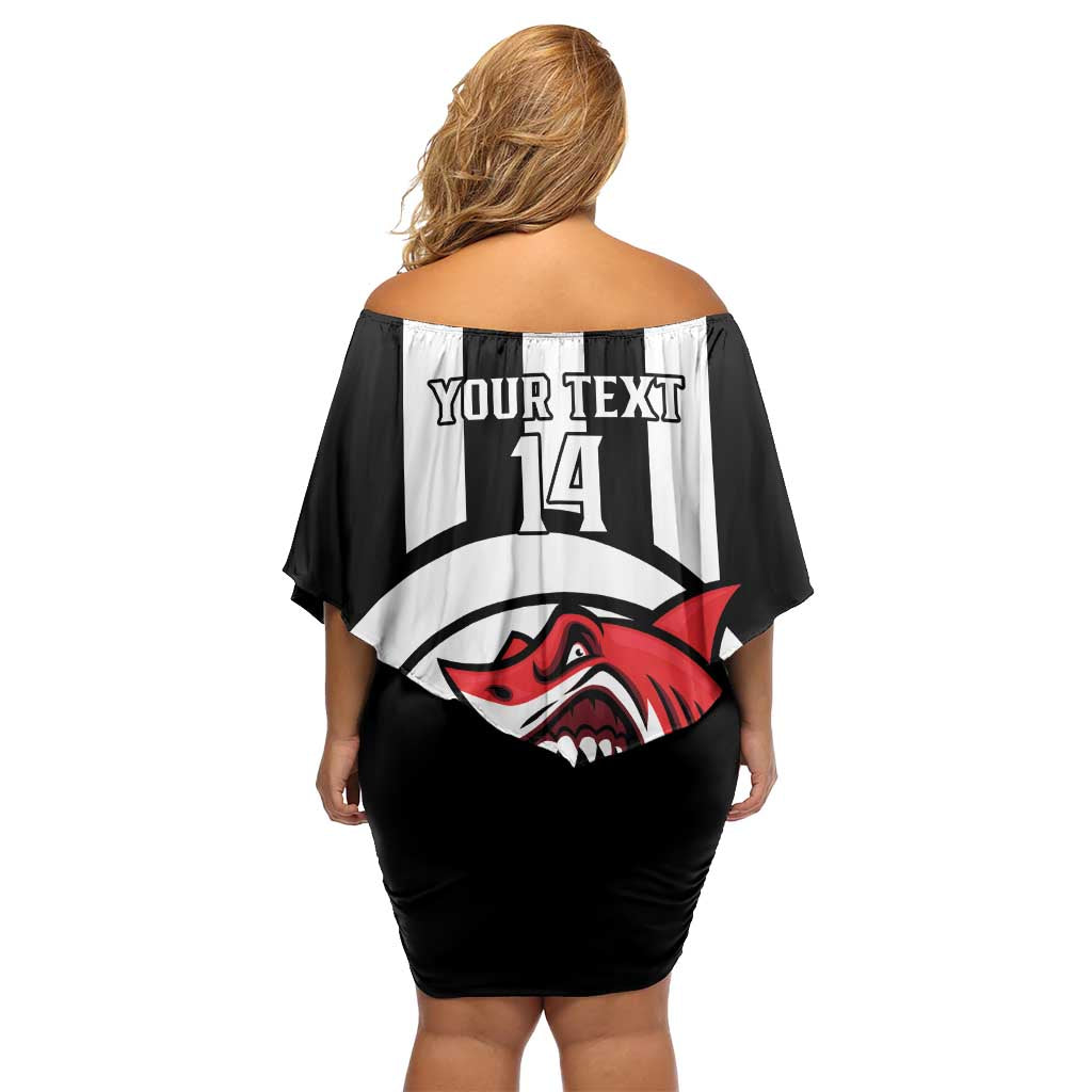 Central Trinidad and Tobago Football Custom Off Shoulder Short Dress Come On Sharks Est 2012 - Wonder Print Shop