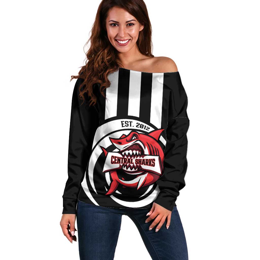 Central Trinidad and Tobago Football Custom Off Shoulder Sweater Come On Sharks Est 2012 - Wonder Print Shop