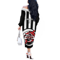Central Trinidad and Tobago Football Custom Off The Shoulder Long Sleeve Dress Come On Sharks Est 2012 - Wonder Print Shop