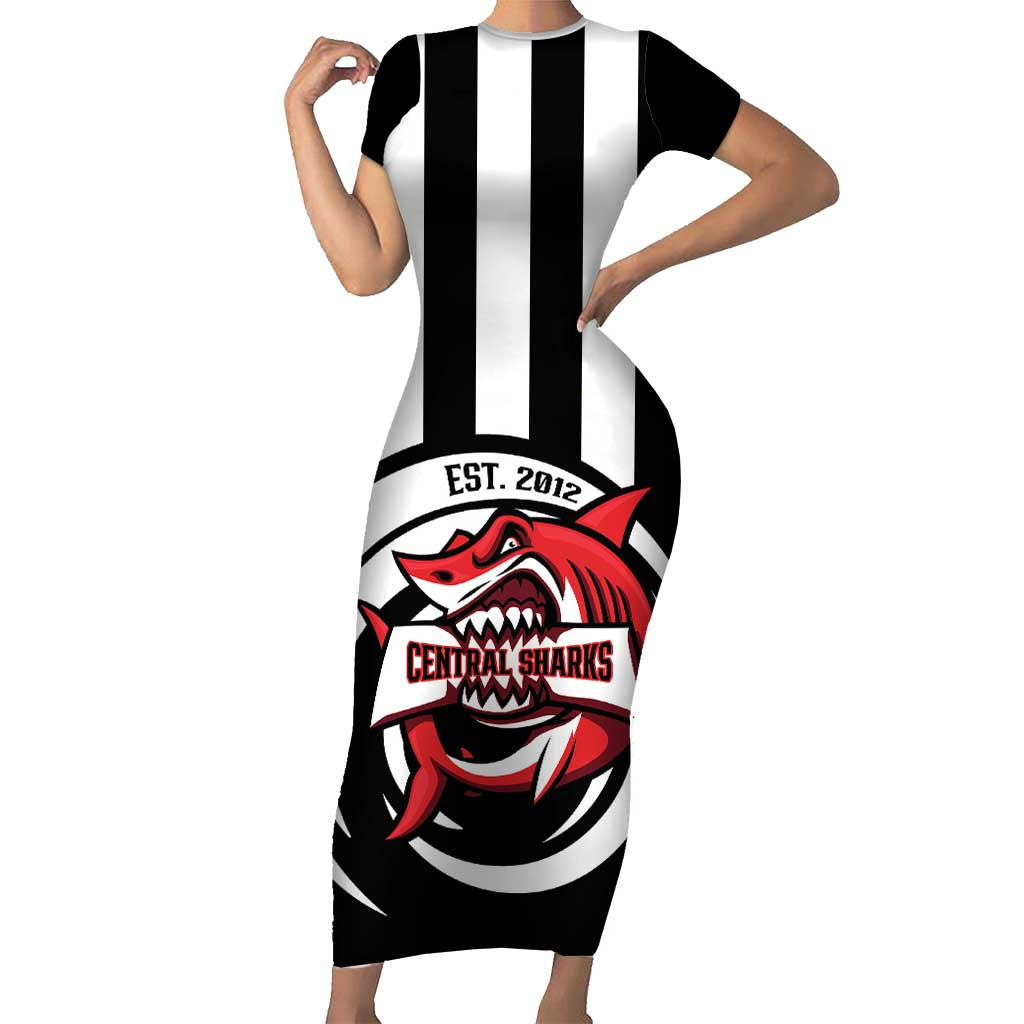 Central Trinidad and Tobago Football Custom Short Sleeve Bodycon Dress Come On Sharks Est 2012 - Wonder Print Shop