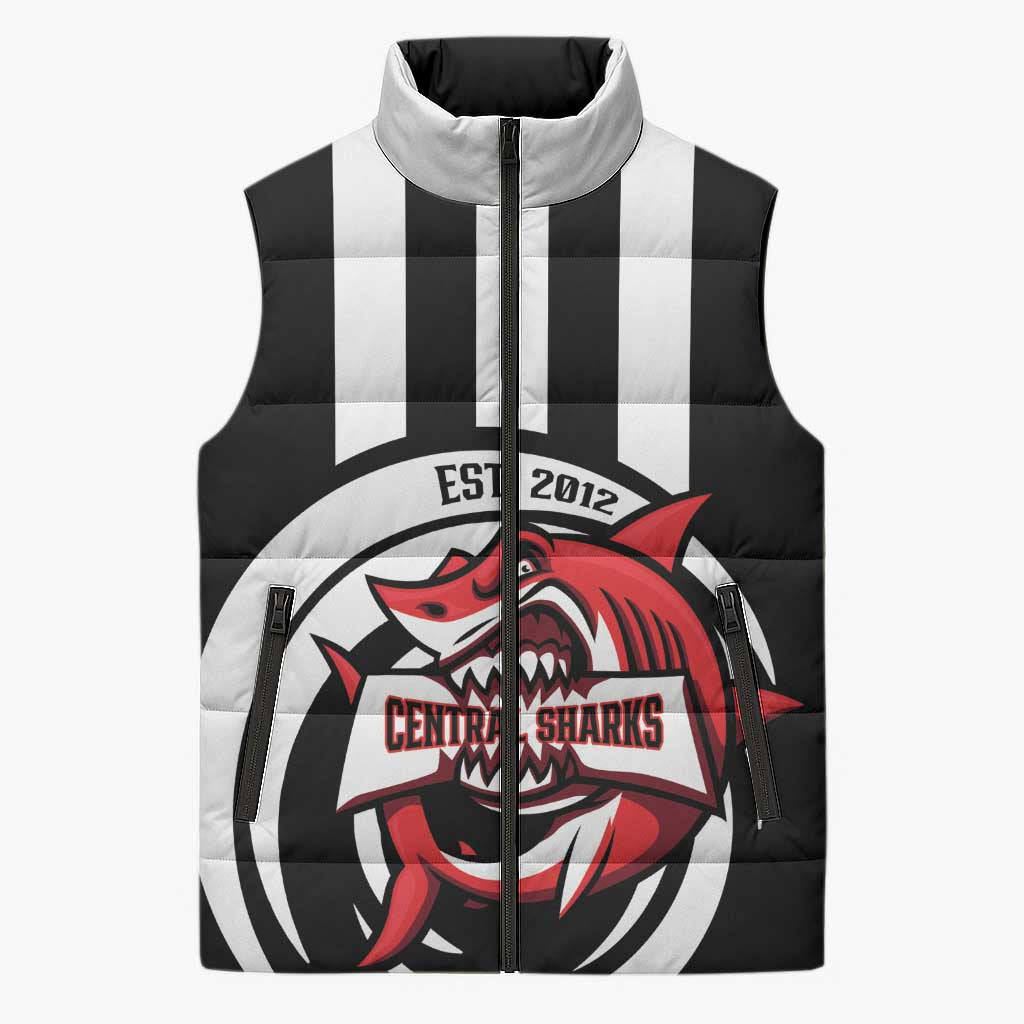 Central Trinidad and Tobago Football Custom Sleeveless Puffer Jacket Come On Sharks Est 2012 - Wonder Print Shop