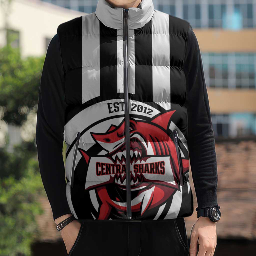Central Trinidad and Tobago Football Custom Sleeveless Puffer Jacket Come On Sharks Est 2012 - Wonder Print Shop