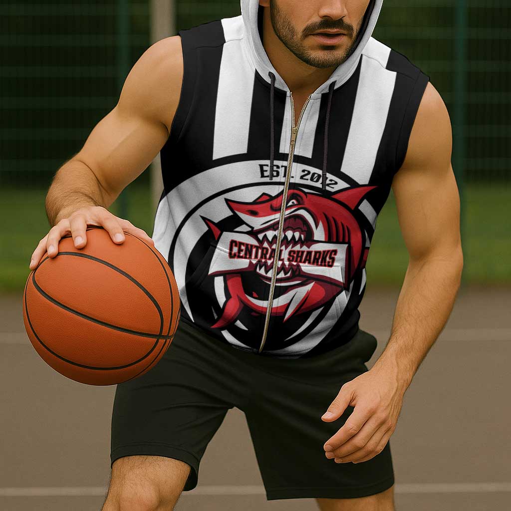 Central Trinidad and Tobago Football Custom Sleeveless Zip Hoodie Come On Sharks Est 2012 - Wonder Print Shop
