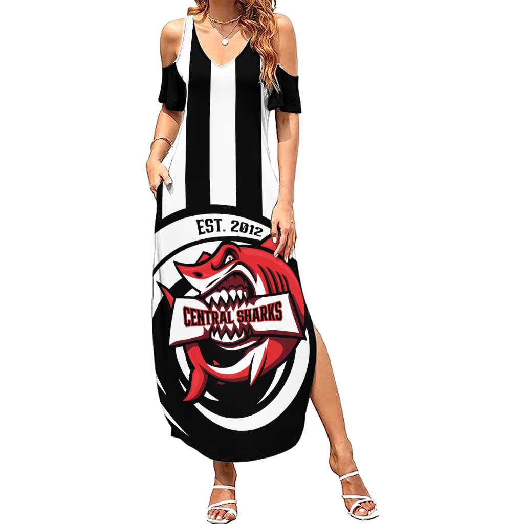Central Trinidad and Tobago Football Custom Summer Maxi Dress Come On Sharks Est 2012 - Wonder Print Shop