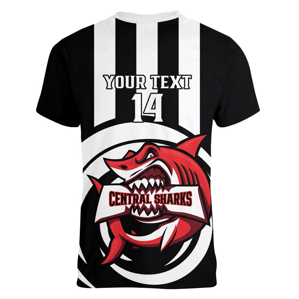 Central Trinidad and Tobago Football Custom Women V-Neck T-Shirt Come On Sharks Est 2012 - Wonder Print Shop