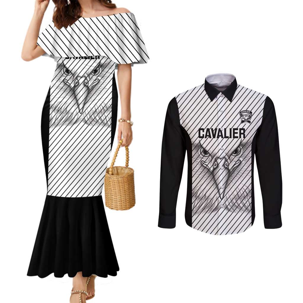 Cavalier Jamaica Football Custom Couples Matching Mermaid Dress and Long Sleeve Button Shirt Come On Eagles - Wonder Print Shop