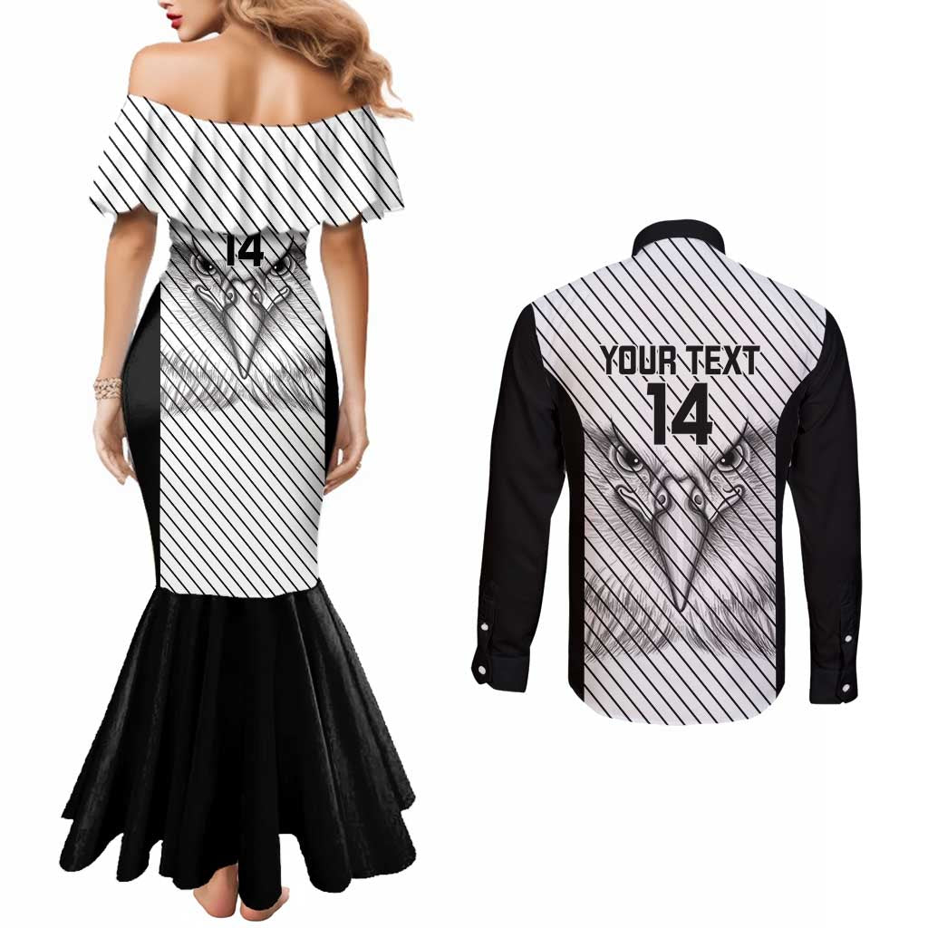 Cavalier Jamaica Football Custom Couples Matching Mermaid Dress and Long Sleeve Button Shirt Come On Eagles - Wonder Print Shop