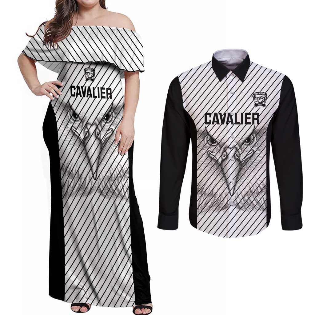 Cavalier Jamaica Football Custom Couples Matching Off Shoulder Maxi Dress and Long Sleeve Button Shirt Come On Eagles - Wonder Print Shop