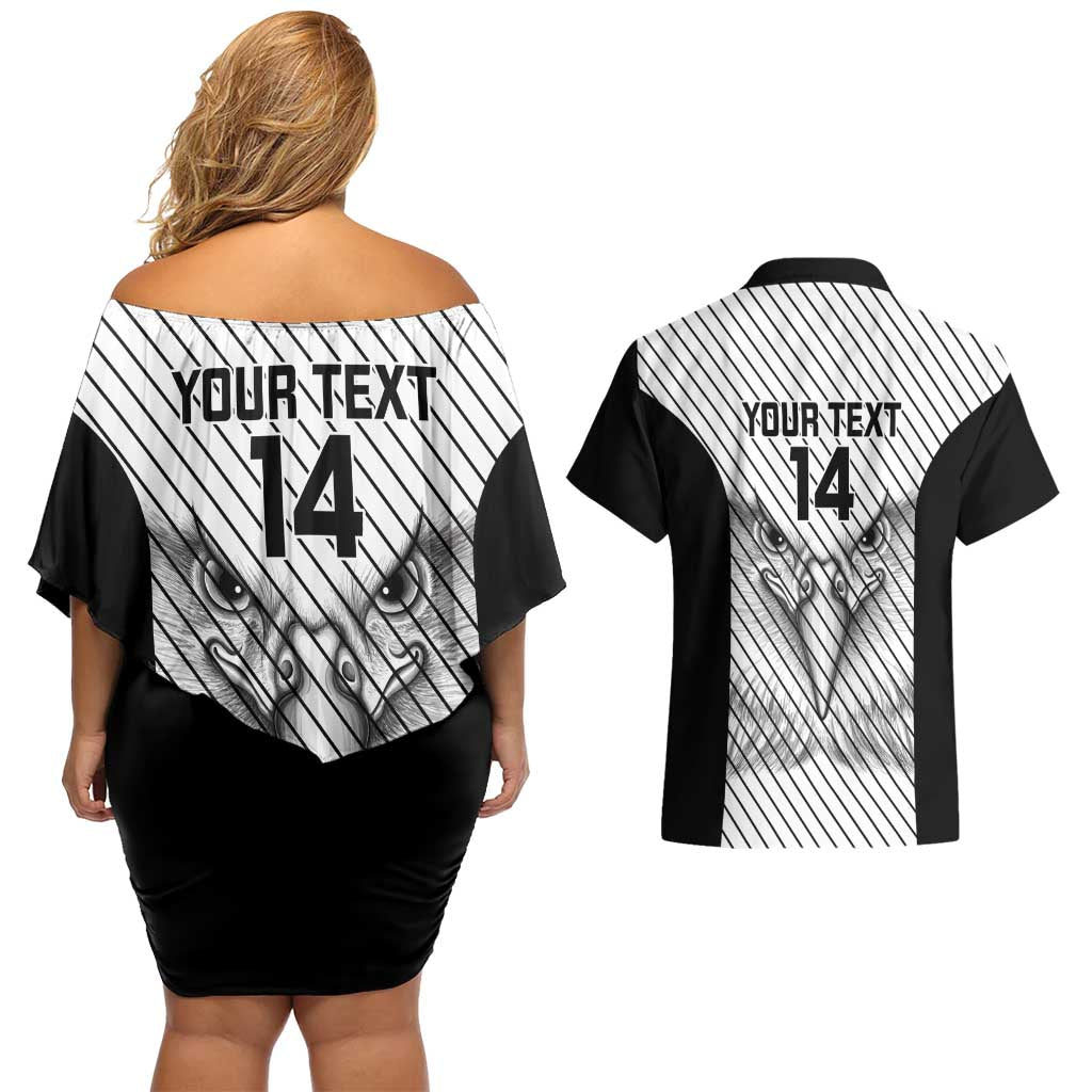 Cavalier Jamaica Football Custom Couples Matching Off Shoulder Short Dress and Hawaiian Shirt Come On Eagles - Wonder Print Shop