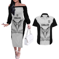 Cavalier Jamaica Football Custom Couples Matching Off The Shoulder Long Sleeve Dress and Hawaiian Shirt Come On Eagles - Wonder Print Shop