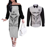 Cavalier Jamaica Football Custom Couples Matching Off The Shoulder Long Sleeve Dress and Long Sleeve Button Shirt Come On Eagles - Wonder Print Shop