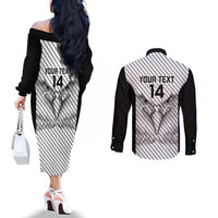 Cavalier Jamaica Football Custom Couples Matching Off The Shoulder Long Sleeve Dress and Long Sleeve Button Shirt Come On Eagles - Wonder Print Shop