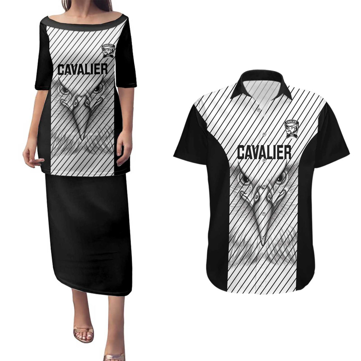 Cavalier Jamaica Football Custom Couples Matching Puletasi and Hawaiian Shirt Come On Eagles - Wonder Print Shop