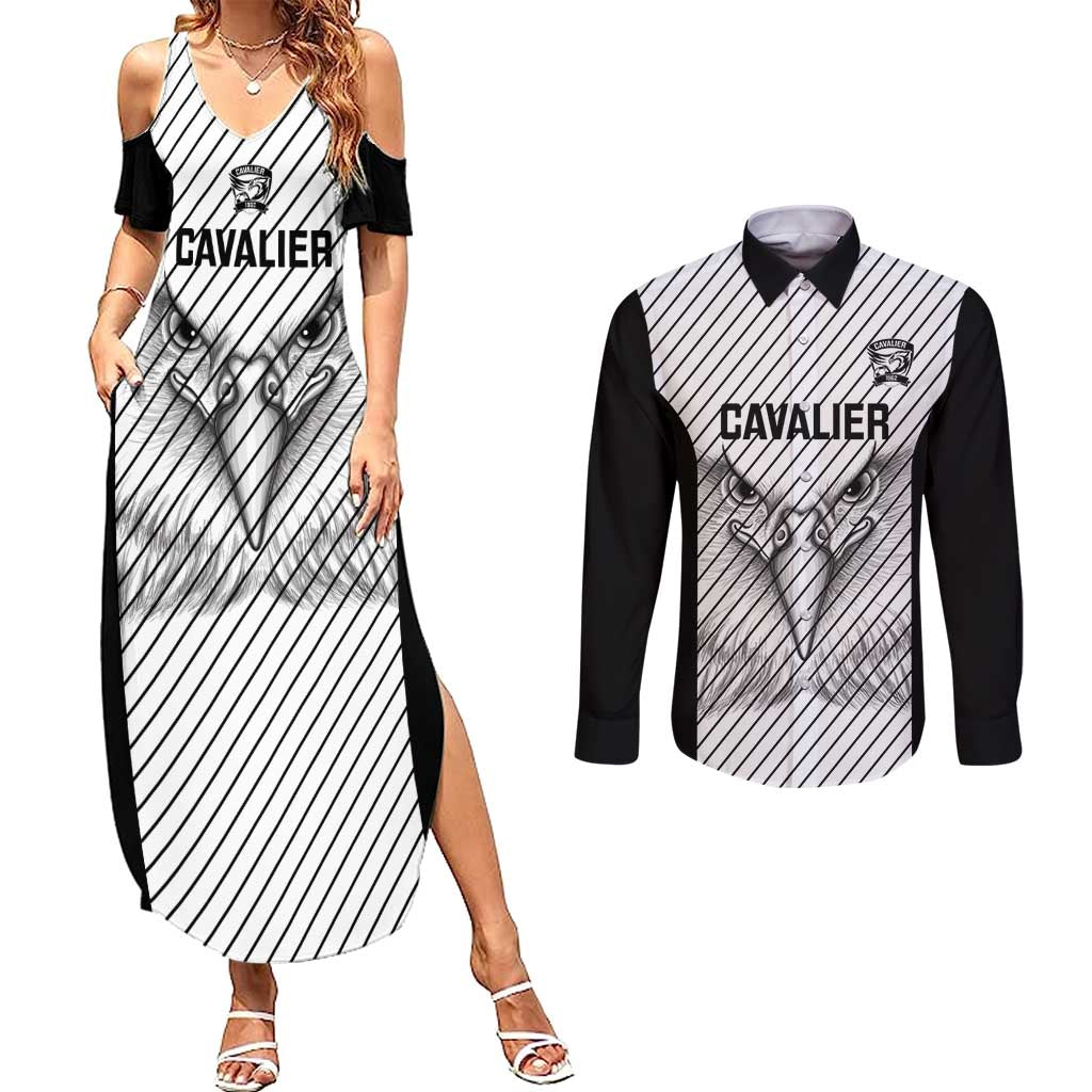 Cavalier Jamaica Football Custom Couples Matching Summer Maxi Dress and Long Sleeve Button Shirt Come On Eagles - Wonder Print Shop