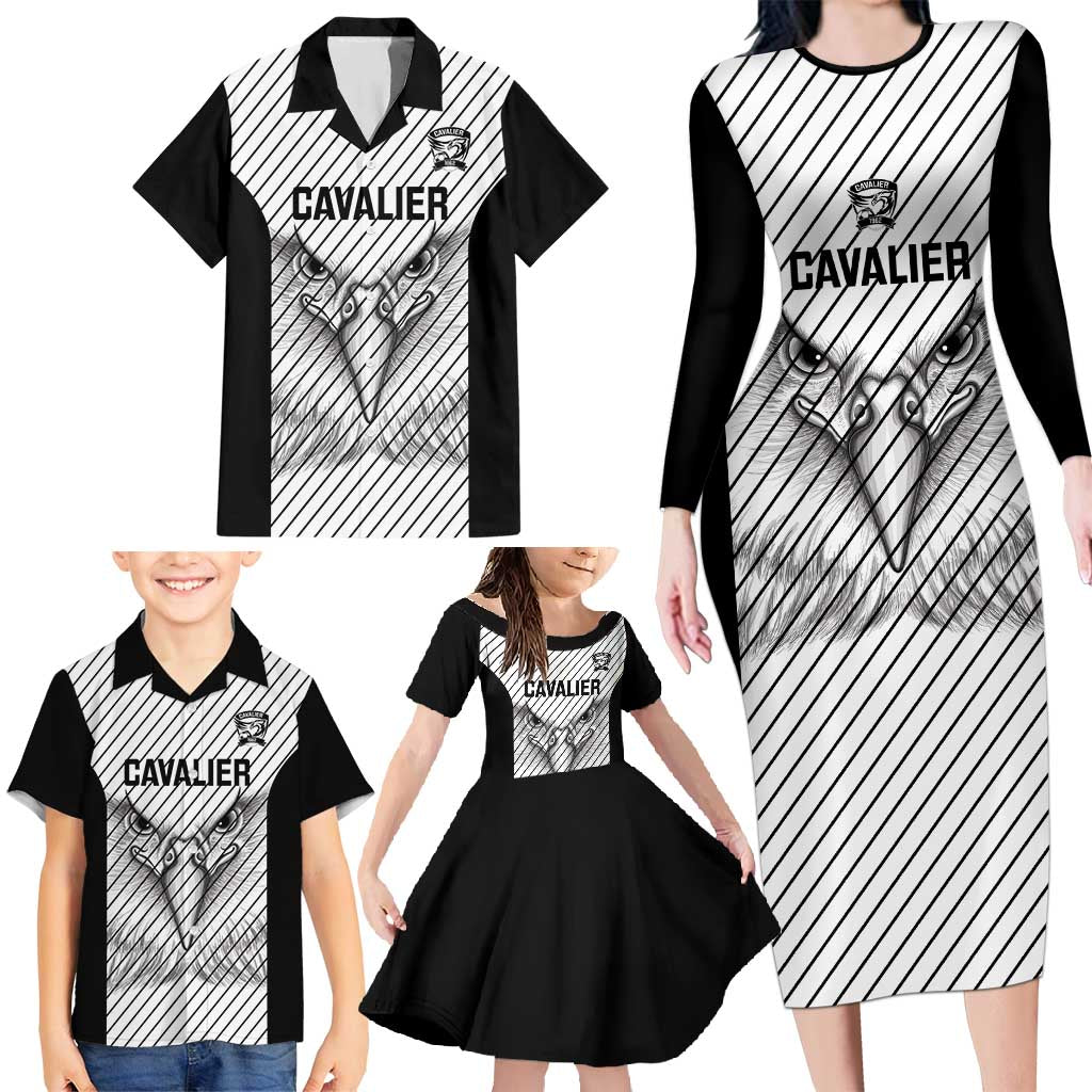 Cavalier Jamaica Football Custom Family Matching Long Sleeve Bodycon Dress and Hawaiian Shirt Come On Eagles - Wonder Print Shop
