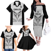 Cavalier Jamaica Football Custom Family Matching Off The Shoulder Long Sleeve Dress and Hawaiian Shirt Come On Eagles - Wonder Print Shop