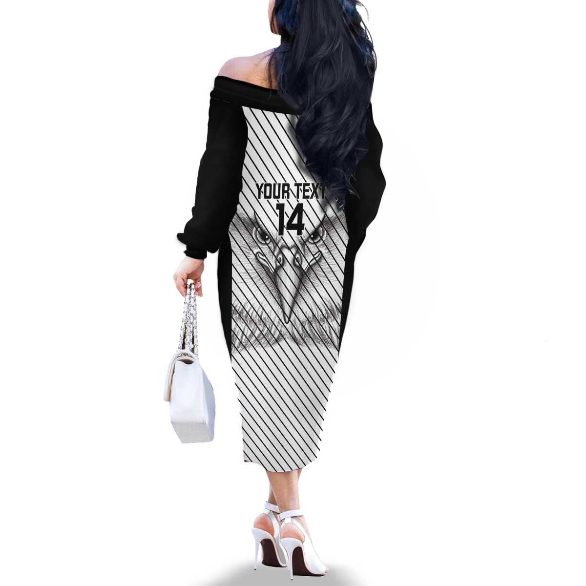 Cavalier Jamaica Football Custom Family Matching Off The Shoulder Long Sleeve Dress and Hawaiian Shirt Come On Eagles - Wonder Print Shop