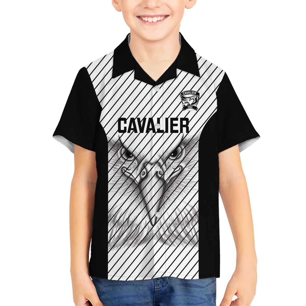 Cavalier Jamaica Football Custom Family Matching Off The Shoulder Long Sleeve Dress and Hawaiian Shirt Come On Eagles - Wonder Print Shop