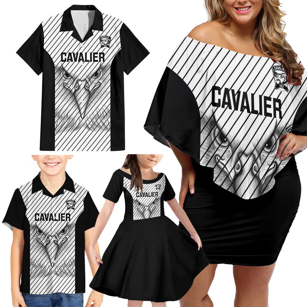 Cavalier Jamaica Football Custom Family Matching Off Shoulder Short Dress and Hawaiian Shirt Come On Eagles - Wonder Print Shop
