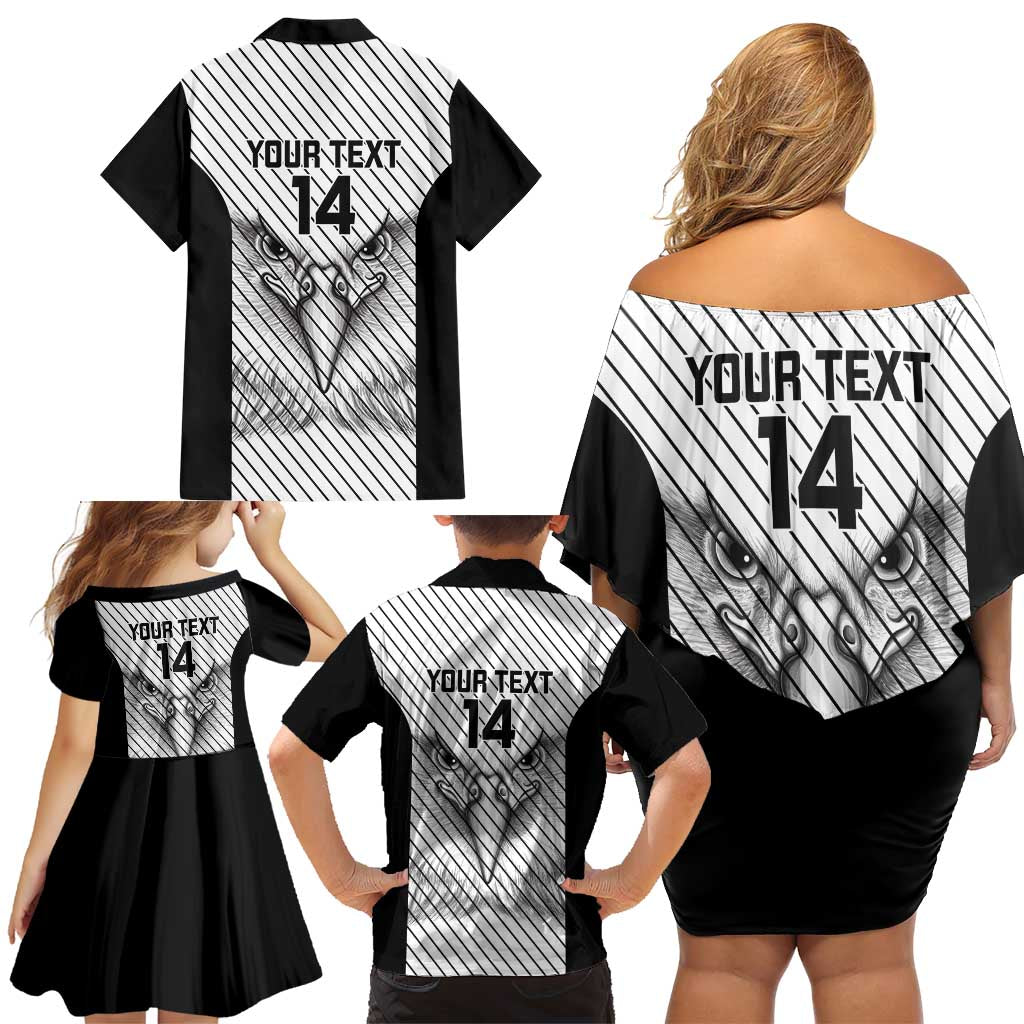 Cavalier Jamaica Football Custom Family Matching Off Shoulder Short Dress and Hawaiian Shirt Come On Eagles - Wonder Print Shop