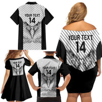 Cavalier Jamaica Football Custom Family Matching Off Shoulder Short Dress and Hawaiian Shirt Come On Eagles - Wonder Print Shop