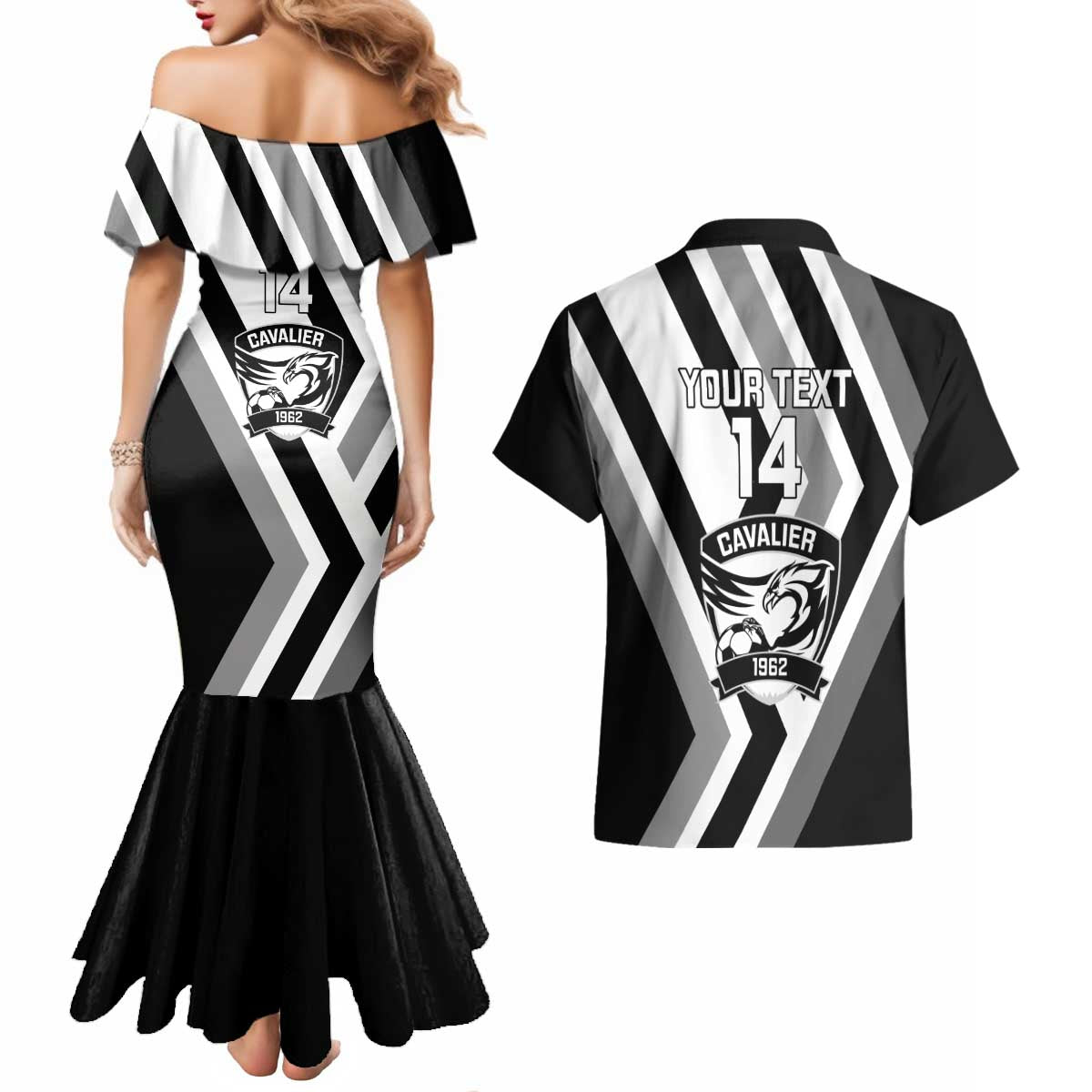 Cavalier Jamaica Football Custom Couples Matching Mermaid Dress and Hawaiian Shirt Est 1962 Go Champions - Wonder Print Shop