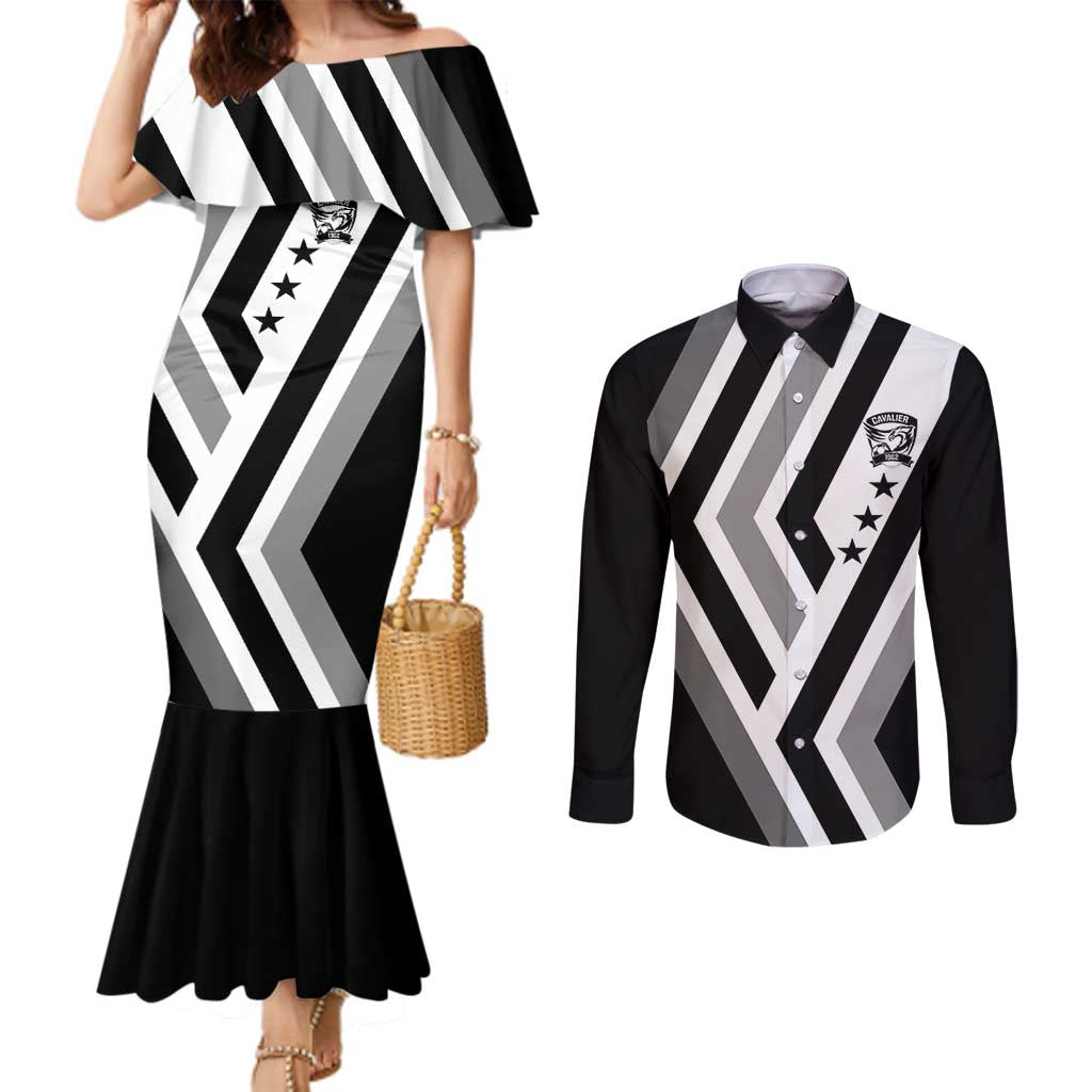 Cavalier Jamaica Football Custom Couples Matching Mermaid Dress and Long Sleeve Button Shirt Est 1962 Go Champions - Wonder Print Shop