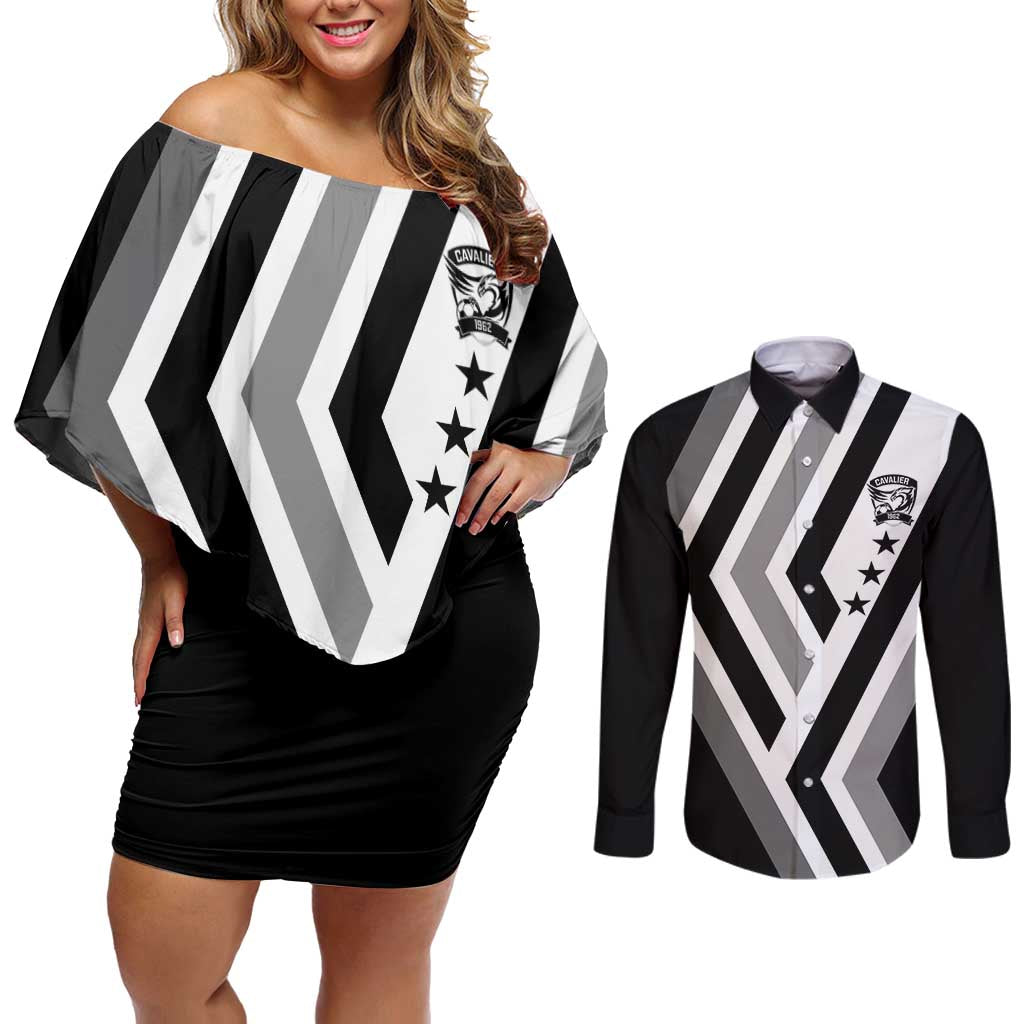 Cavalier Jamaica Football Custom Couples Matching Off Shoulder Short Dress and Long Sleeve Button Shirt Est 1962 Go Champions - Wonder Print Shop