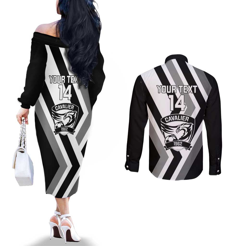 Cavalier Jamaica Football Custom Couples Matching Off The Shoulder Long Sleeve Dress and Long Sleeve Button Shirt Est 1962 Go Champions - Wonder Print Shop