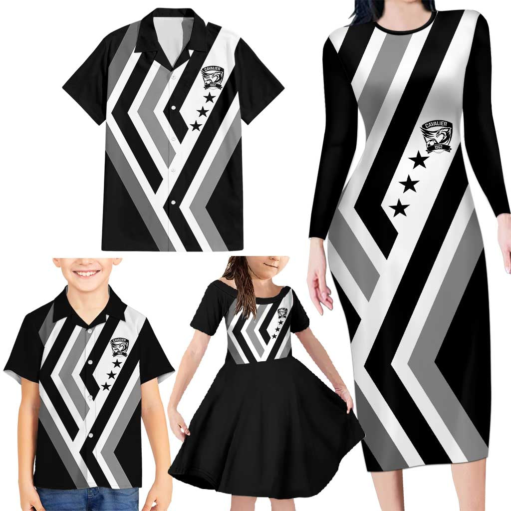 Cavalier Jamaica Football Custom Family Matching Long Sleeve Bodycon Dress and Hawaiian Shirt Est 1962 Go Champions - Wonder Print Shop