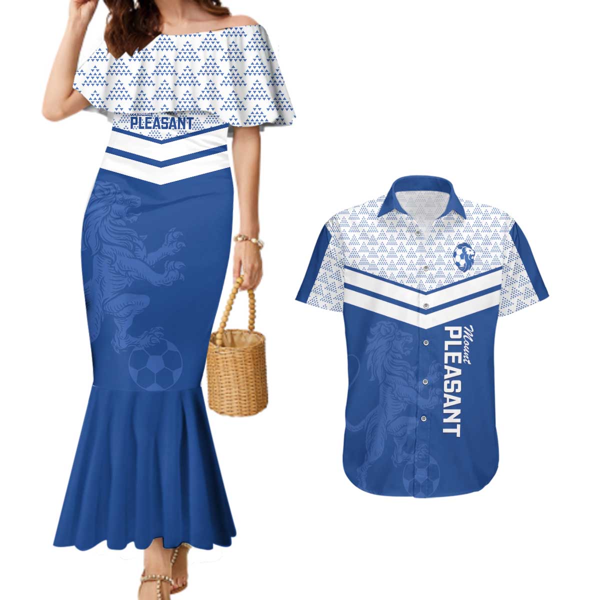 Mount Pleasant Jamaica Football Custom Couples Matching Mermaid Dress and Hawaiian Shirt Come On Stush - Wonder Print Shop