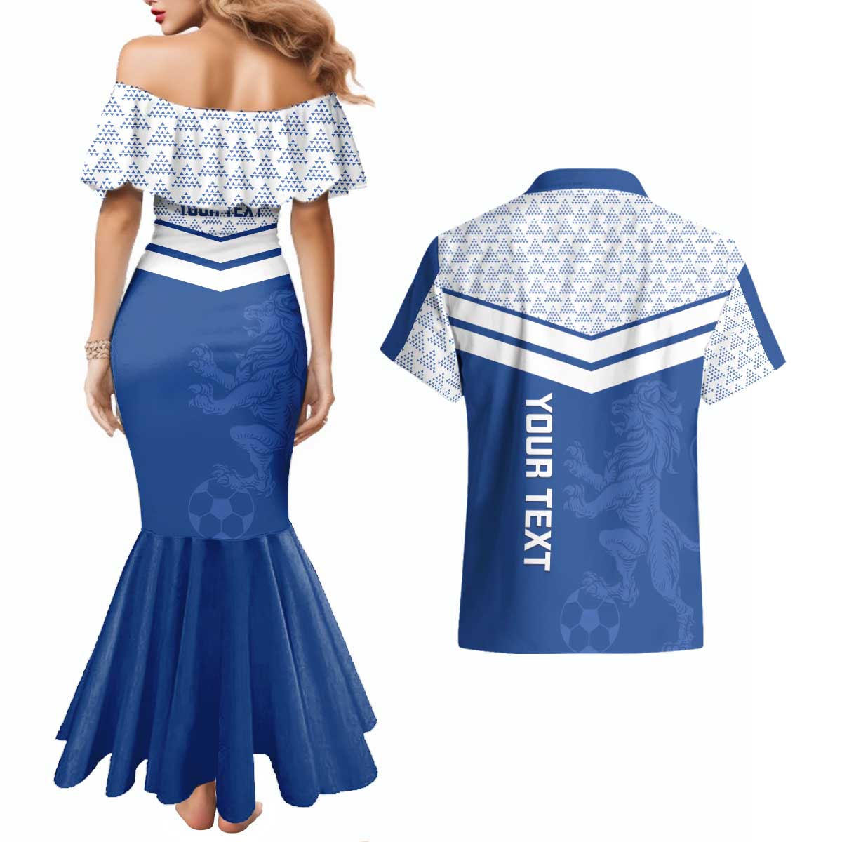 Mount Pleasant Jamaica Football Custom Couples Matching Mermaid Dress and Hawaiian Shirt Come On Stush - Wonder Print Shop