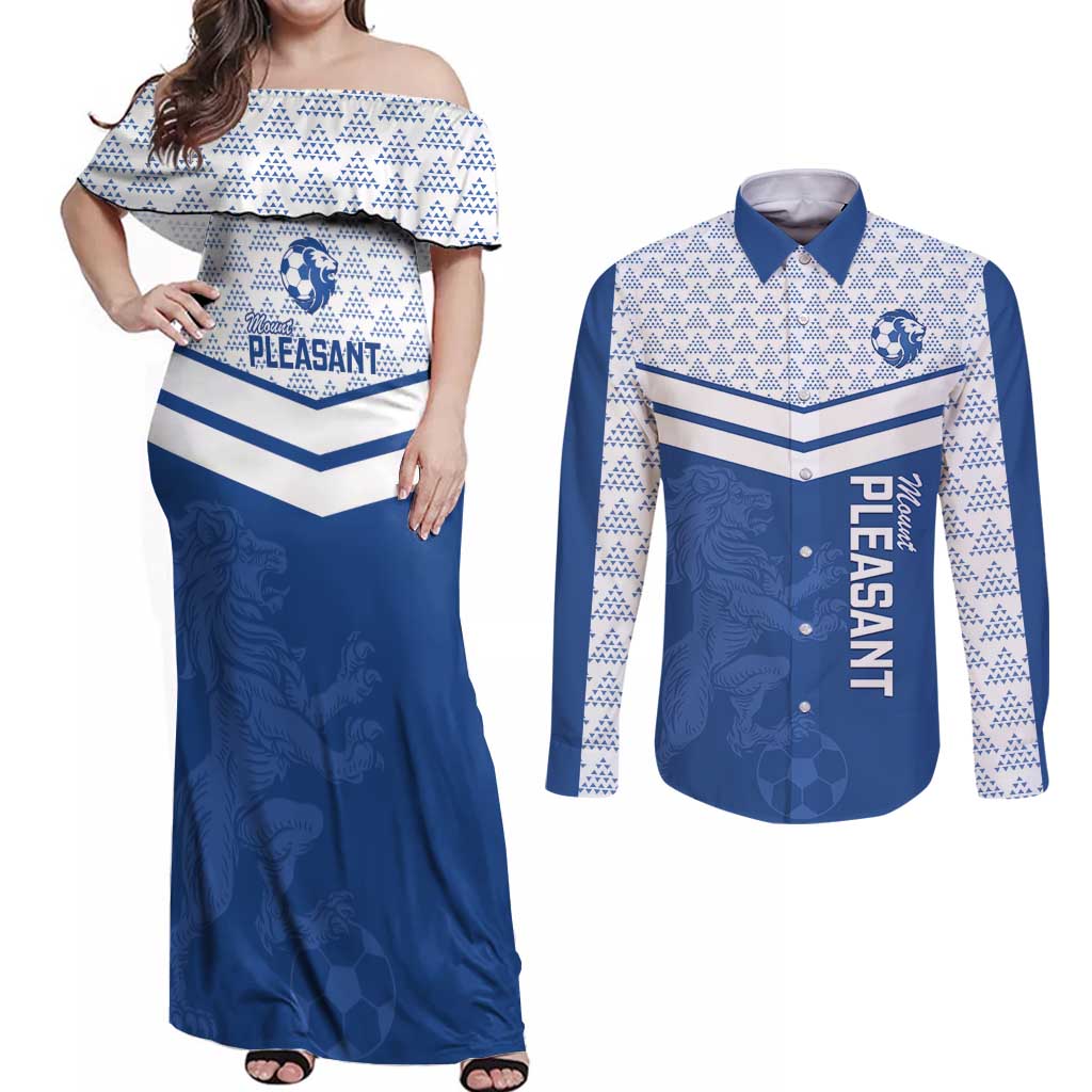 Mount Pleasant Jamaica Football Custom Couples Matching Off Shoulder Maxi Dress and Long Sleeve Button Shirt Come On Stush - Wonder Print Shop