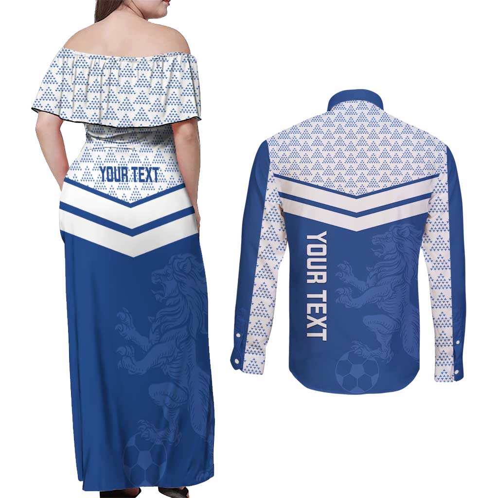 Mount Pleasant Jamaica Football Custom Couples Matching Off Shoulder Maxi Dress and Long Sleeve Button Shirt Come On Stush - Wonder Print Shop