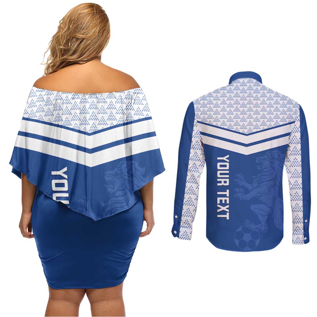 Mount Pleasant Jamaica Football Custom Couples Matching Off Shoulder Short Dress and Long Sleeve Button Shirt Come On Stush - Wonder Print Shop