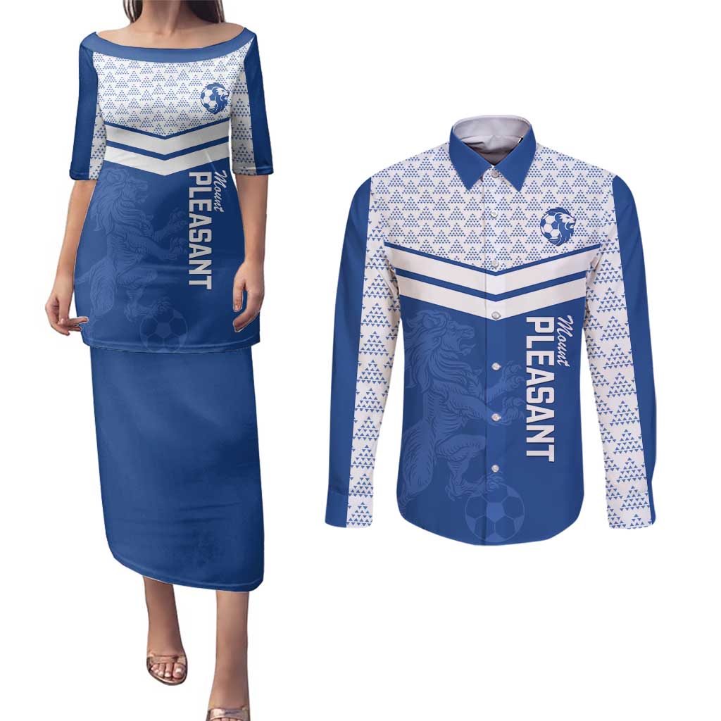 Mount Pleasant Jamaica Football Custom Couples Matching Puletasi and Long Sleeve Button Shirt Come On Stush - Wonder Print Shop