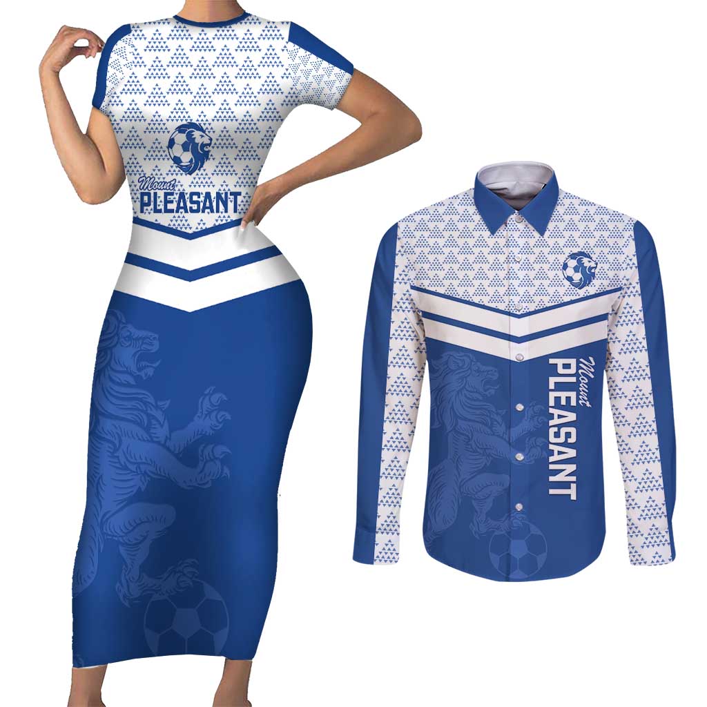 Mount Pleasant Jamaica Football Custom Couples Matching Short Sleeve Bodycon Dress and Long Sleeve Button Shirt Come On Stush - Wonder Print Shop